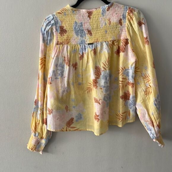 NWT Billabong Late Night Shirt Small Yellow Floral Butterfly Boho - Picture 10 of 12